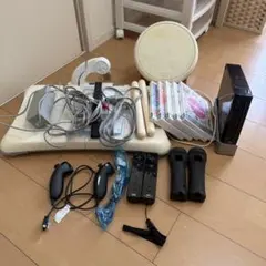 Wii本体 ゲームソフト5本 ドラムコントローラー付き