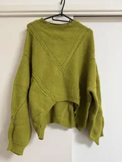 BouJeloud Vネック リブニット 長袖 イエローグリーンのサムネイル