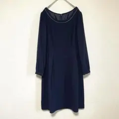 qq531 grove/ラメラインタックワンピース/長袖ひざ丈ワンピ/フォーマル