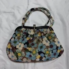 花柄ビーズ刺繍ハンドバッグ