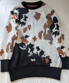 PRIDEカウ柄 長袖ニットセーター