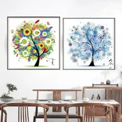 【夏＆冬】刺繍 クロスステッチキット 四季 図案印刷 初心者 壁アート ばら売り