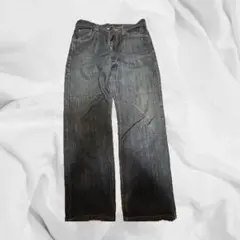 BOBSON ダークブラック ワイドレッグデニム