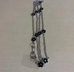 スマホショルダーストラップ 花 黒
