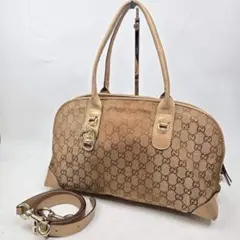 極美品 GUCCI 2way ハートビット GGキャンバス レザー ハンドバッグ