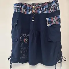 Desigual 膝丈スカート ネイビー 民族柄サイズ42、ゴブラン織のサムネイル