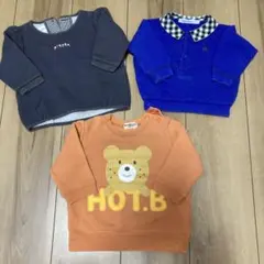 【中古】mikihouse.familiarトレーナー 3枚セット 70cm