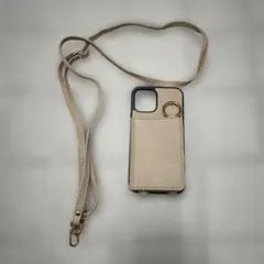 ベージュ ストラップ付き iPhoneケース