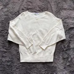 GLOBAL WORK アイボリー Vネックセーター Sサイズ