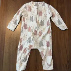 長袖ベビーロンパース　80 9-12m うさぎ柄