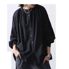 patterntorso アンティカ☆ギャザー ストレッチ フレアシャツ☆Ｓ～Ｌ