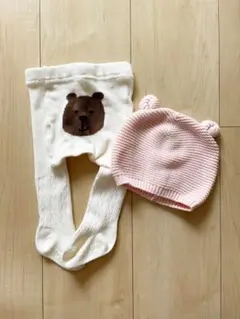 babyGapくまさんタイツ&耳付きニット帽
