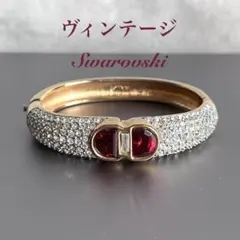 希少】SAL ヴィンテージ バングル ゴールド パヴェ ビジュー 赤石 