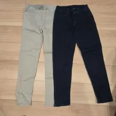 140【ユニクロ】UNIQLO 長ズボン ベージュ デニム 2点セット