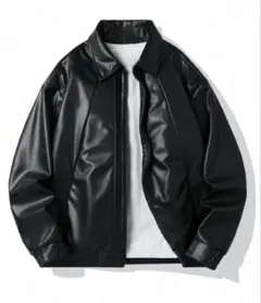 スポーティレザージャケット ブラック