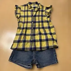 repipi armarioフリル袖シャツ GAPショートパンツの2点セット