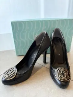 DIANA黒レザーパンプス 8cmヒール