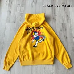 ブラックアイパッチ プルオーバー パーカー イエロー 飛び出し坊や Lストリート