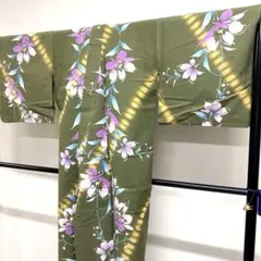 浴衣 洗える着物 蝶 グリーンカラー 身丈65.5 裄65 着物 052tz - メルカリ