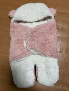 クマ耳付きフリースおくるみ　【美品】【人気】
