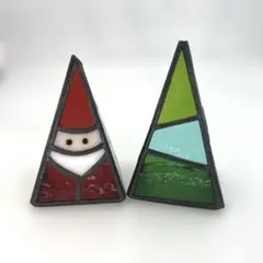 ステンドグラス サンタとツリー セット クリスマス 北欧風 キャンドル付