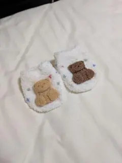 ジェラートピケ ベビー靴下 クマ刺繍付き