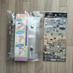 A6 6穴 透明シール帳　クリアバインダーとシール　2種セット