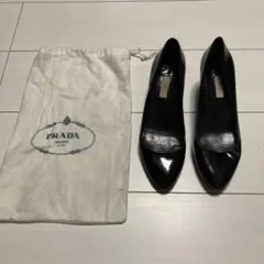PRADA パンプス ブラック 黒 ポインテッドトゥ ピンヒール 37 1/2