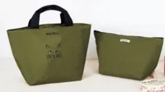 新品未使用MUVEILネコちゃんトートバッグ＆保冷バッグセットカーキ