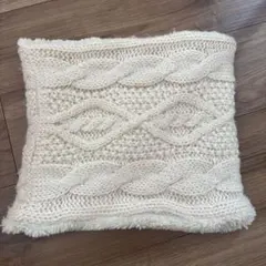 アイボリー ケーブル編み スヌード　リバーシブル