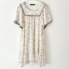 PAGE BOY ページボーイ シアー シフォン ワンピース 半袖 花柄 M