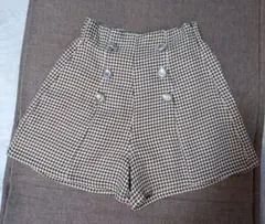 アンクルージュ 千鳥格子 ショートパンツ ブラウン系