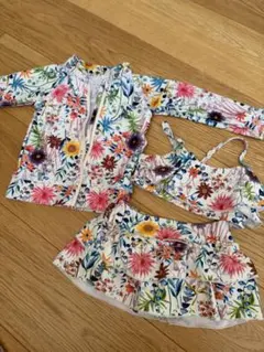 花柄 ベビー水着 3点セット 女の子