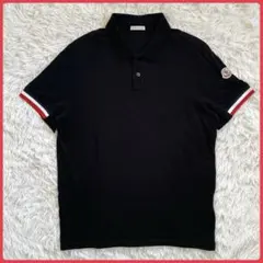 美品 MONCLER モンクレール ポロシャツ ストレッチ ロゴワッペン 黒 M