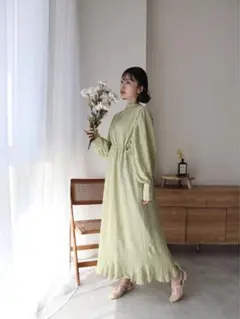 neam シフォンリボンワンピース