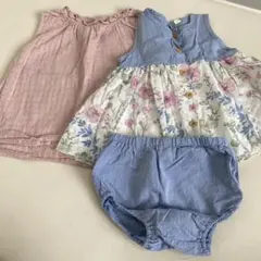女の子 90cm 夏服 ノースリーブ 2点 まとめ売り 花柄 パンツセット