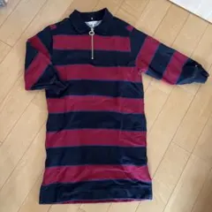 TOMMY HILFIGER ボーダー ハーフジップ ポロワンピース 赤 紺