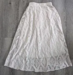 アイボリーピンク レース ロングスカート