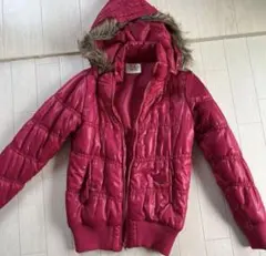 赤 ダウンジャケット ファー付き フード
