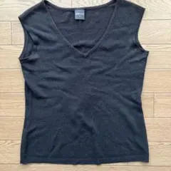 COMME CA ISM ブラック Vネックニットベスト M
