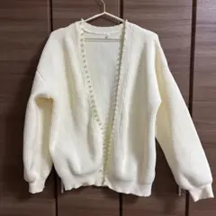 cocaパール付き カーディガン アイボリー　M