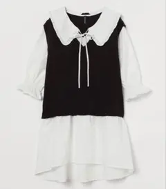 H&M 襟付きワンピース　ニット　フリルカラー　Mサイズ　チュニック