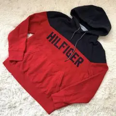 トミーヒルフィガー　パーカー　ビッグロゴ　レッド　ネイビー　プルオーバー　M