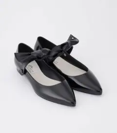 TEMPERATE HELEN レインパンプス 黒 39 2WAY リボン 防水