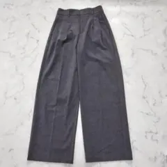 美シルエット★ GU タックワイドパンツ M グレー 秋冬