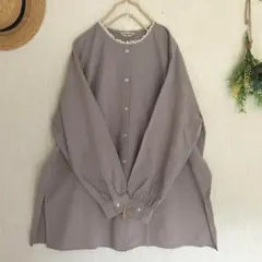 新品★サマンサモスモス★sm2★綿麻＊襟ピコレース　クールネックチュニック