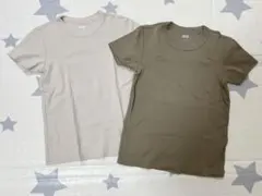 美品★UNIQLO Tシャツ 2点 セット アイボリー 深緑