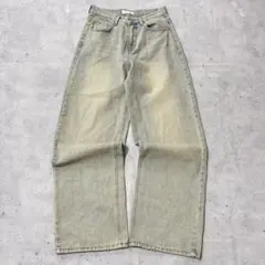 デニムパンツ ワイドストレート 色落ち 淡色 S コットン アメカジ ストリートのサムネイル