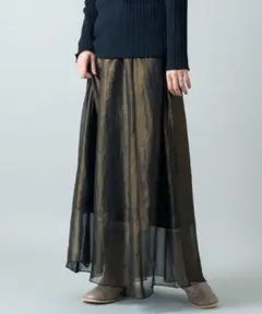kastane シャイニーシフォンフレアスカート（ブラック）のサムネイル