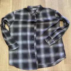 u*5様 チェック柄長袖シャツ グレー系